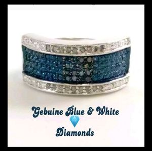 💎GENUINE DIAMONDS AMAZING BLUE & WHITE .925